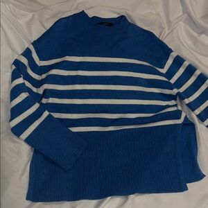 Classic Blue and White Striped Women's Sweater